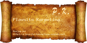Plavsits Karmelina névjegykártya